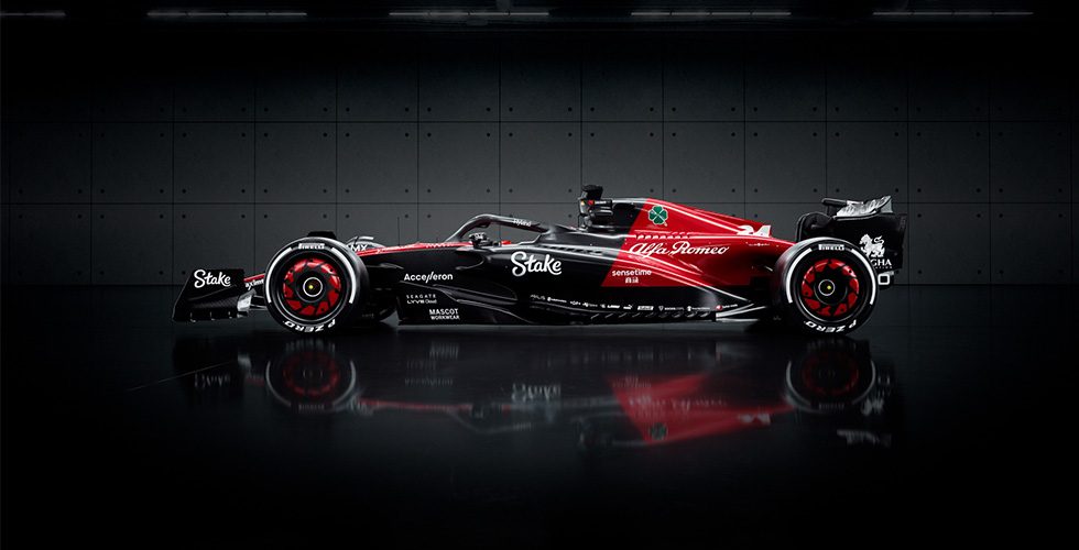 Race car Alfa Romeo F1 Team Stake TESTED TO WORK Sponsorship